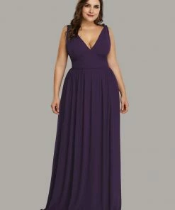 Ever-Pretty US Party Dresses Plus Size Sleeveless V-Neck Semi-Formal Chiffon Bridesmaid Dress