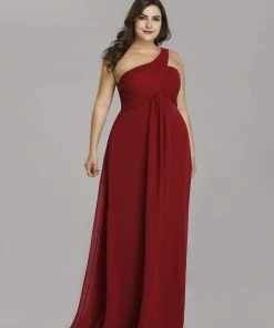 Ever-Pretty US Plus Size Chiffon One Shoulder Formal Evening Dresses For Women Prom Dresses