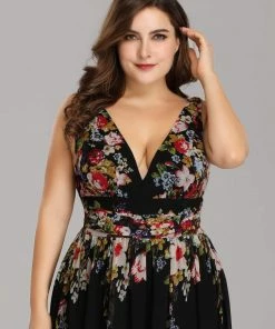 Ever-Pretty US Party Dresses Plus Size Sleeveless V-Neck Semi-Formal Chiffon Bridesmaid Dress