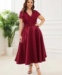 Ever-Pretty US Romantic V-neck Lace Bodice A-line Cocktail Dress 45 Ever-Pretty US Romantic V-neck Lace Bodice A-line Cocktail Dress