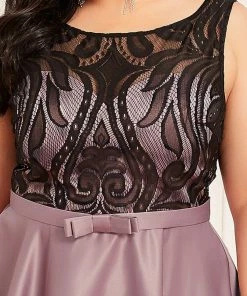 Ever-Pretty US Plus Size Backless Lace Bow A-Line Formal Cocktail Dress
