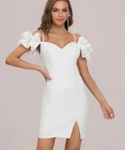 Ever-Pretty US Custom Size Unique Off Shoulder Sweetheart White Cocktail Dress