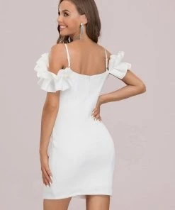 Ever-Pretty US Custom Size Unique Off Shoulder Sweetheart White Cocktail Dress