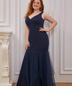 Ever-Pretty US Elegant Tulle Layered Fishtail Long Sequin Evening Dress SHOP BY OCCASION