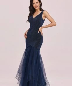 Ever-Pretty US Elegant Tulle Layered Fishtail Long Sequin Evening Dress SHOP BY OCCASION