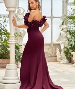Ever-Pretty US Mermaid Dresses Custom Size Off The Shoulder A Line Mermaid Maxi Evening Gown