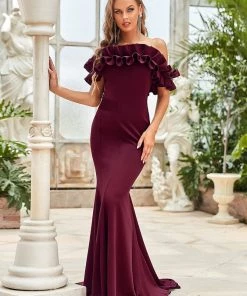 Ever-Pretty US Mermaid Dresses Custom Size Off The Shoulder A Line Mermaid Maxi Evening Gown