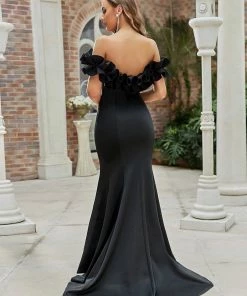 Ever-Pretty US Mermaid Dresses Custom Size Off The Shoulder A Line Mermaid Maxi Evening Gown