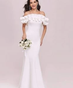 Ever-Pretty US Mermaid Dresses Custom Size Off The Shoulder A Line Mermaid Maxi Evening Gown