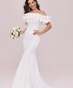 Ever-Pretty US Mermaid Dresses Custom Size Off The Shoulder A Line Mermaid Maxi Evening Gown