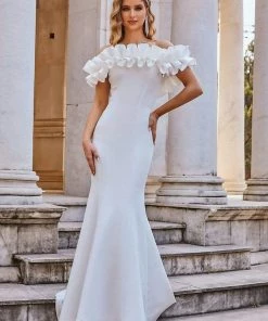 Ever-Pretty US Mermaid Dresses Custom Size Off The Shoulder A Line Mermaid Maxi Evening Gown