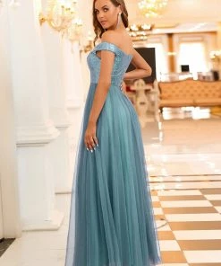 Ever-Pretty US Shiny Sequin Bodice Off The Shoulder Maxi Tulle Evening Dress SHOP BY OCCASION
