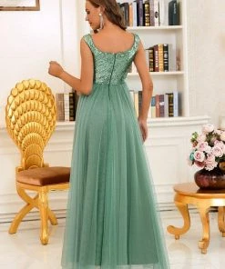 Ever-Pretty US Shiny Sequin Bodice Off The Shoulder Maxi Tulle Evening Dress SHOP BY OCCASION
