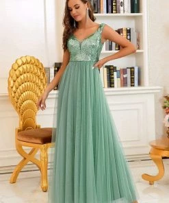 Ever-Pretty US Shiny Sequin Bodice Off The Shoulder Maxi Tulle Evening Dress SHOP BY OCCASION