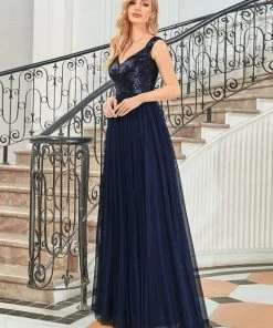 Ever-Pretty US Shiny Sequin Bodice Off The Shoulder Maxi Tulle Evening Dress SHOP BY OCCASION