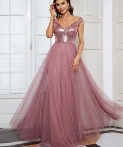 Ever-Pretty US Plus Size Shiny Sequin Bodice Off The Shoulder Maxi Tulle Formal Evening Dress SHOP BY OCCASION