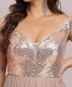 Ever-Pretty US Plus Size Shiny Sequin Bodice Off The Shoulder Maxi Tulle Formal Evening Dress SHOP BY OCCASION