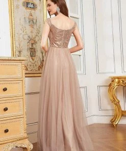 Ever-Pretty US Shiny Sequin Bodice Off The Shoulder Maxi Tulle Evening Dress SHOP BY OCCASION