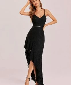 Ever-Pretty US Floral Print Spaghetti Strap Bodycon High-Low Evening Dress SHOP BY OCCASION