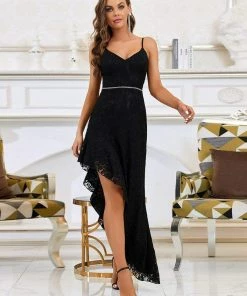 Ever-Pretty US Floral Print Spaghetti Strap Bodycon High-Low Evening Dress SHOP BY OCCASION