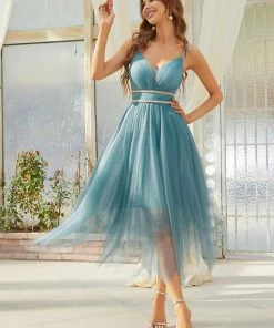 Ever-Pretty US SHOP BY OCCASION Princess Pearl Uneven Hem Tulle Evening Dress