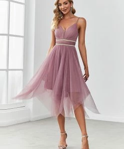 Ever-Pretty US SHOP BY OCCASION Princess Pearl Uneven Hem Tulle Evening Dress