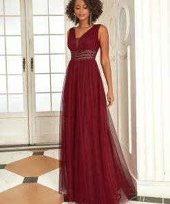 Ever-Pretty US SHOP BY OCCASION Sleeveless Tulle Sequin Chevron Empire Waist Evening Dress
