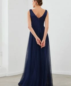 Ever-Pretty US SHOP BY OCCASION Sleeveless Tulle Sequin Chevron Empire Waist Evening Dress