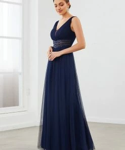 Ever-Pretty US SHOP BY OCCASION Sleeveless Tulle Sequin Chevron Empire Waist Evening Dress