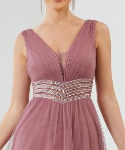 Ever-Pretty US SHOP BY OCCASION Sleeveless Tulle Sequin Chevron Empire Waist Evening Dress