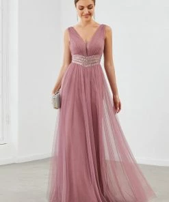 Ever-Pretty US SHOP BY OCCASION Sleeveless Tulle Sequin Chevron Empire Waist Evening Dress