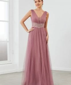 Ever-Pretty US SHOP BY OCCASION Sleeveless Tulle Sequin Chevron Empire Waist Evening Dress