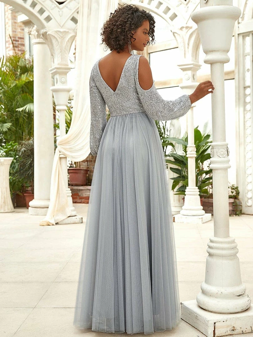 Ever-Pretty US Sequin V-Neck Cold Shoulder Puff Sleeve Tulle Pleated Evening Dress SHOP BY OCCASION 2 Ever-Pretty US Sequin V-Neck Cold Shoulder Puff Sleeve Tulle Pleated Evening Dress SHOP BY OCCASION