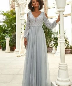 Ever-Pretty US Sequin V-Neck Cold Shoulder Puff Sleeve Tulle Pleated Evening Dress SHOP BY OCCASION 9 Ever-Pretty US Sequin V-Neck Cold Shoulder Puff Sleeve Tulle Pleated Evening Dress SHOP BY OCCASION