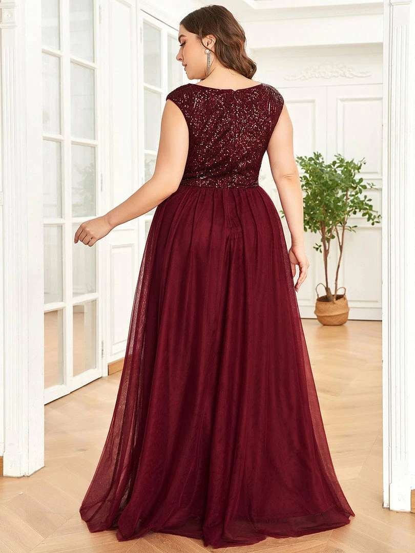 Ever-Pretty US Sequin Illusion Plunging V-Neckline Sleeveless A-Line Tulle Evening Dress 8 Ever-Pretty US Sequin Illusion Plunging V-Neckline Sleeveless A-Line Tulle Evening Dress