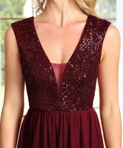 Ever-Pretty US Sequin Illusion Plunging V-Neckline Sleeveless A-Line Tulle Evening Dress 40 Ever-Pretty US Sequin Illusion Plunging V-Neckline Sleeveless A-Line Tulle Evening Dress