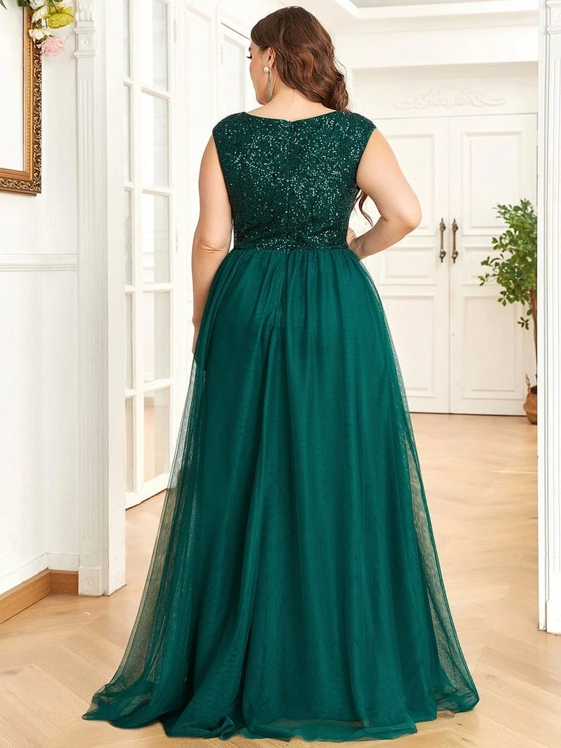 Ever-Pretty US Sequin Illusion Plunging V-Neckline Sleeveless A-Line Tulle Evening Dress 37 Ever-Pretty US Sequin Illusion Plunging V-Neckline Sleeveless A-Line Tulle Evening Dress