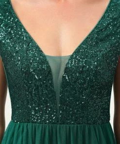 Ever-Pretty US Sequin Illusion Plunging V-Neckline Sleeveless A-Line Tulle Evening Dress 69 Ever-Pretty US Sequin Illusion Plunging V-Neckline Sleeveless A-Line Tulle Evening Dress