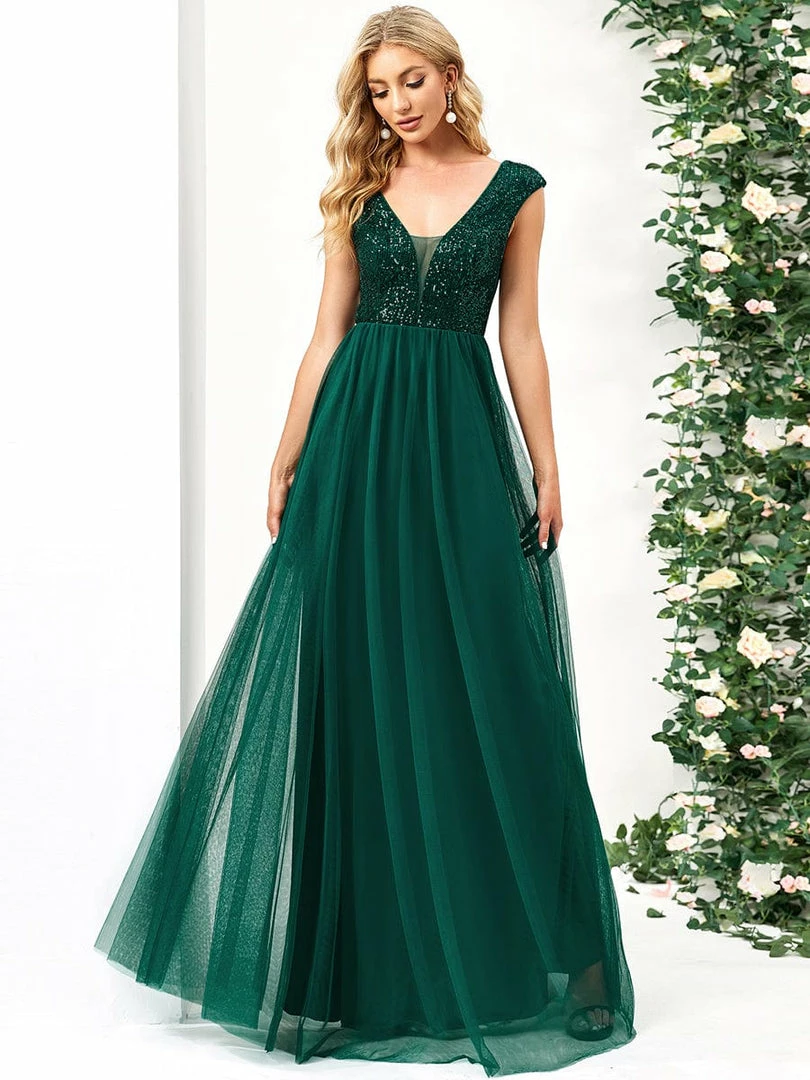Ever-Pretty US Sequin Illusion Plunging V-Neckline Sleeveless A-Line Tulle Evening Dress 31 Ever-Pretty US Sequin Illusion Plunging V-Neckline Sleeveless A-Line Tulle Evening Dress