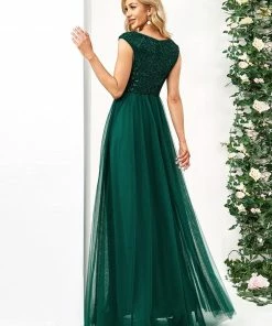 Ever-Pretty US Sequin Illusion Plunging V-Neckline Sleeveless A-Line Tulle Evening Dress 68 Ever-Pretty US Sequin Illusion Plunging V-Neckline Sleeveless A-Line Tulle Evening Dress