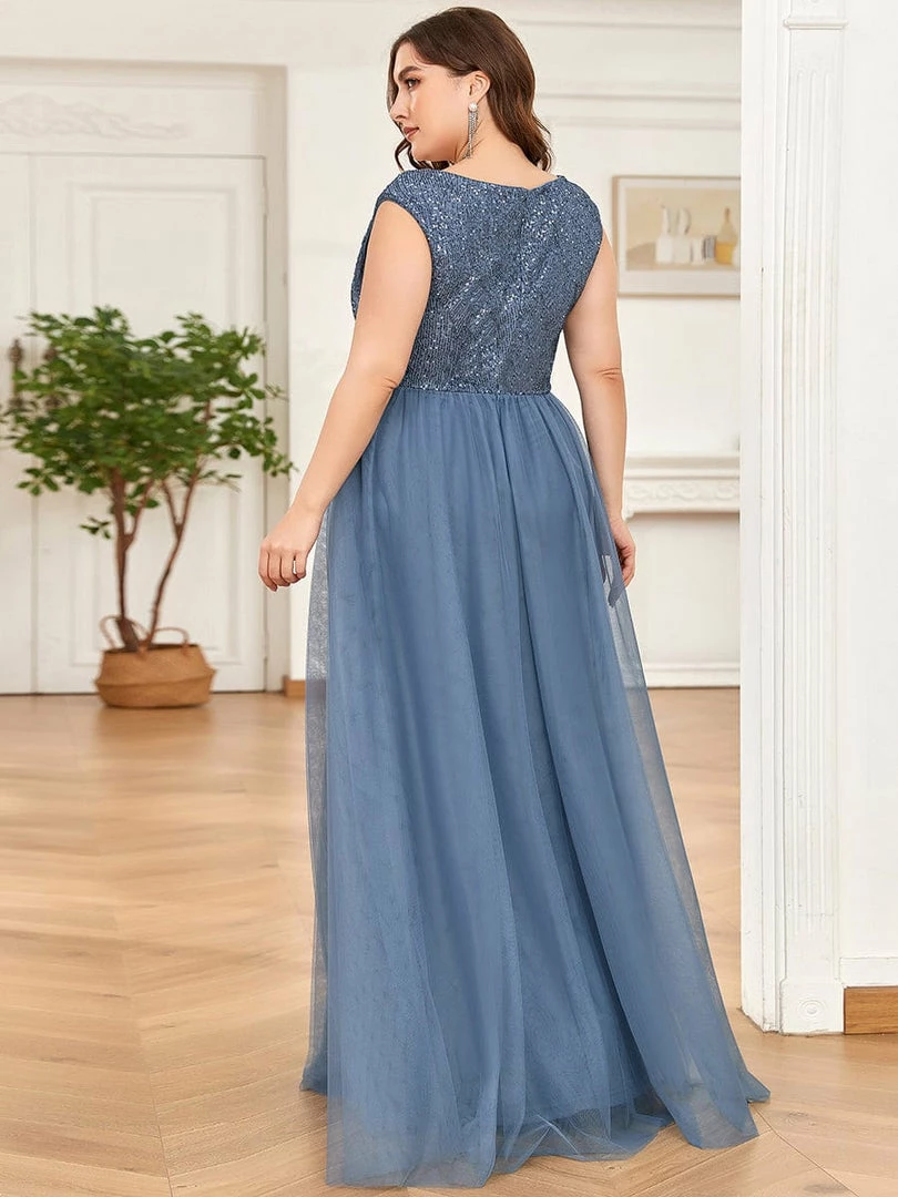 Ever-Pretty US Sequin Illusion Plunging V-Neckline Sleeveless A-Line Tulle Evening Dress 16 Ever-Pretty US Sequin Illusion Plunging V-Neckline Sleeveless A-Line Tulle Evening Dress