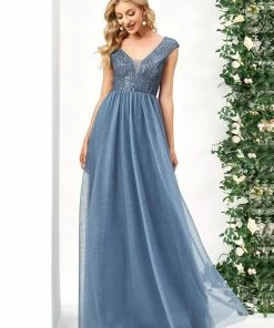 Ever-Pretty US Sequin Illusion Plunging V-Neckline Sleeveless A-Line Tulle Evening Dress 45 Ever-Pretty US Sequin Illusion Plunging V-Neckline Sleeveless A-Line Tulle Evening Dress