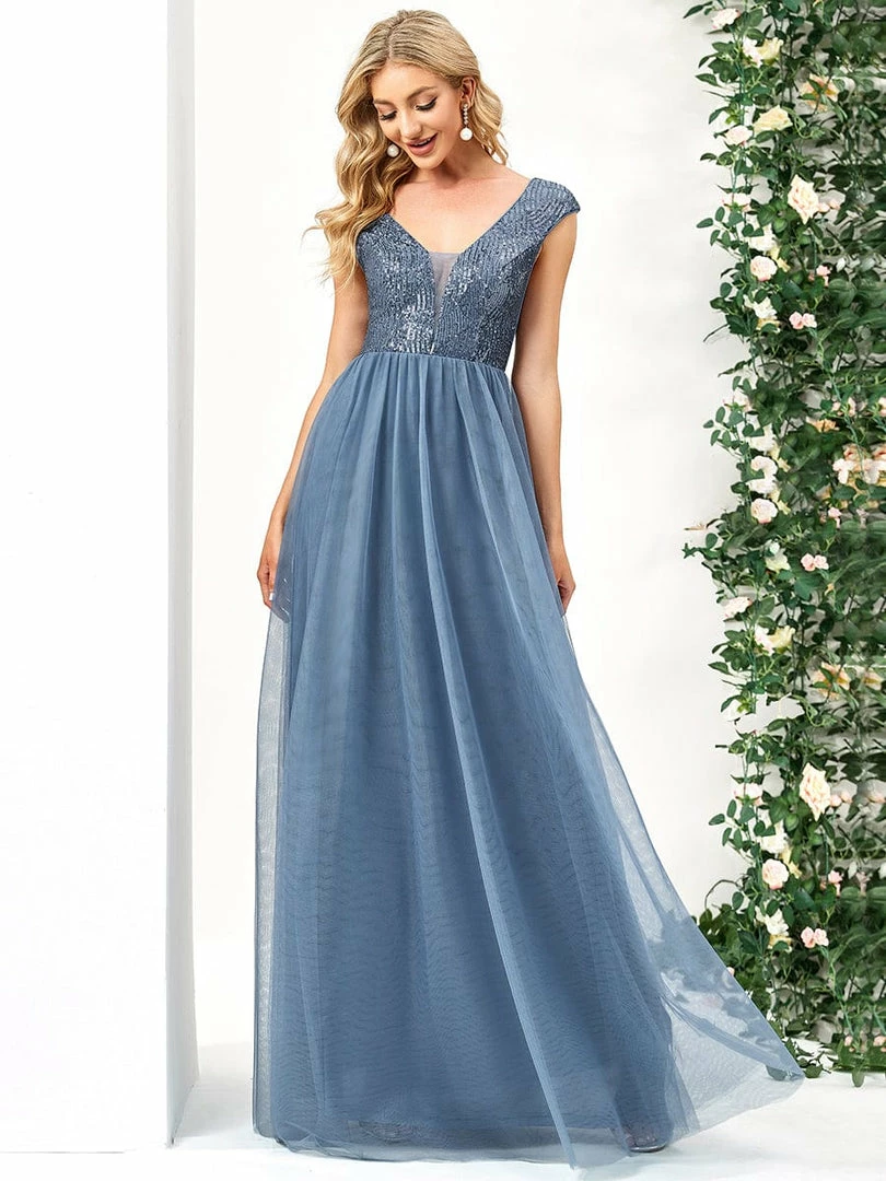Ever-Pretty US Sequin Illusion Plunging V-Neckline Sleeveless A-Line Tulle Evening Dress 9 Ever-Pretty US Sequin Illusion Plunging V-Neckline Sleeveless A-Line Tulle Evening Dress