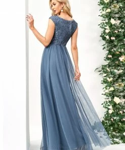 Ever-Pretty US Sequin Illusion Plunging V-Neckline Sleeveless A-Line Tulle Evening Dress 47 Ever-Pretty US Sequin Illusion Plunging V-Neckline Sleeveless A-Line Tulle Evening Dress