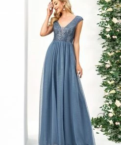 Ever-Pretty US Sequin Illusion Plunging V-Neckline Sleeveless A-Line Tulle Evening Dress 49 Ever-Pretty US Sequin Illusion Plunging V-Neckline Sleeveless A-Line Tulle Evening Dress