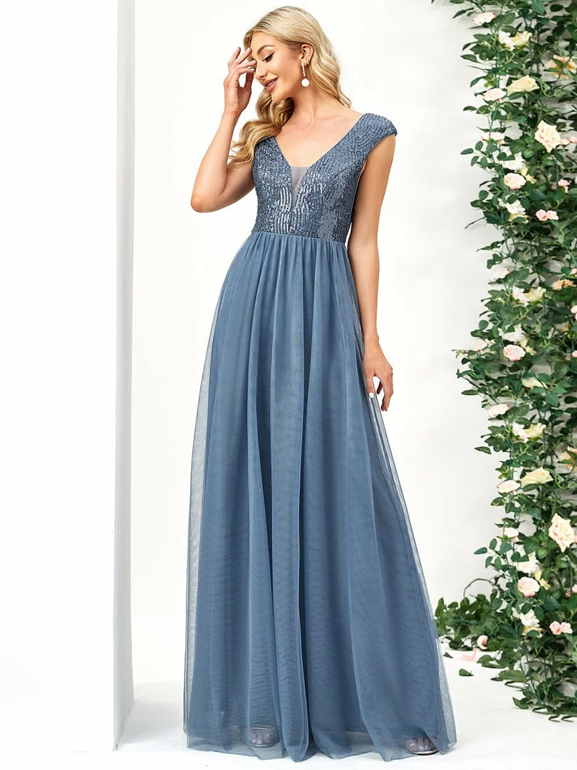 Ever-Pretty US Sequin Illusion Plunging V-Neckline Sleeveless A-Line Tulle Evening Dress 13 Ever-Pretty US Sequin Illusion Plunging V-Neckline Sleeveless A-Line Tulle Evening Dress