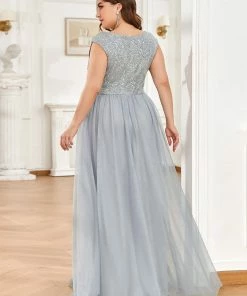 Ever-Pretty US Sequin Illusion Plunging V-Neckline Sleeveless A-Line Tulle Evening Dress 60 Ever-Pretty US Sequin Illusion Plunging V-Neckline Sleeveless A-Line Tulle Evening Dress