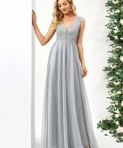 Ever-Pretty US Sequin Illusion Plunging V-Neckline Sleeveless A-Line Tulle Evening Dress 57 Ever-Pretty US Sequin Illusion Plunging V-Neckline Sleeveless A-Line Tulle Evening Dress