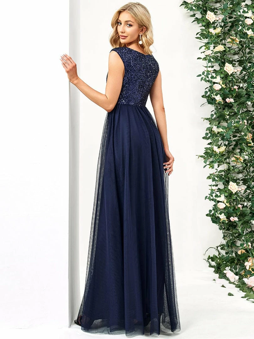 Ever-Pretty US Sequin Illusion Plunging V-Neckline Sleeveless A-Line Tulle Evening Dress 26 Ever-Pretty US Sequin Illusion Plunging V-Neckline Sleeveless A-Line Tulle Evening Dress