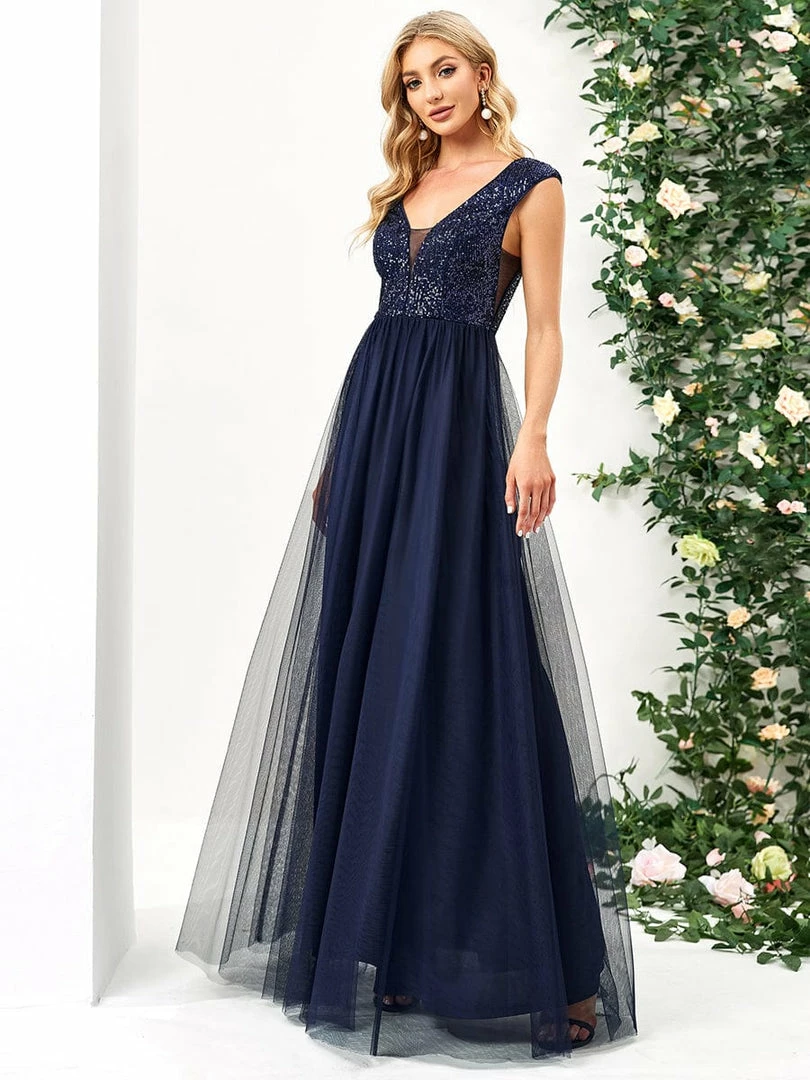 Ever-Pretty US Sequin Illusion Plunging V-Neckline Sleeveless A-Line Tulle Evening Dress 28 Ever-Pretty US Sequin Illusion Plunging V-Neckline Sleeveless A-Line Tulle Evening Dress